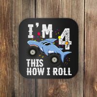 Funny Shark Monster Truck 4th 2015 Birthday Coaster