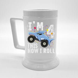 Funny Shark Monster Truck 4th 2015 Birthday Beer Stein