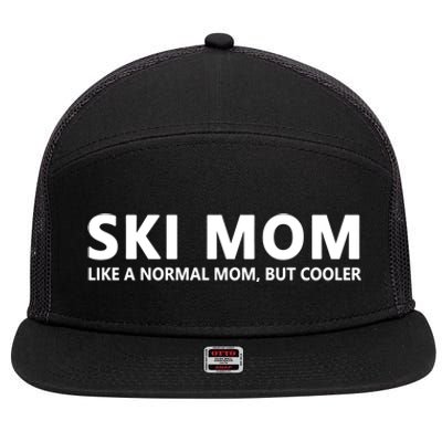 Funny Skiing Mother Ski Mom Gift 7 Panel Mesh Trucker Snapback Hat