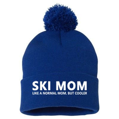 Funny Skiing Mother Ski Mom Gift Pom Pom 12in Knit Beanie