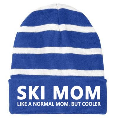 Funny Skiing Mother Ski Mom Gift Striped Beanie with Solid Band