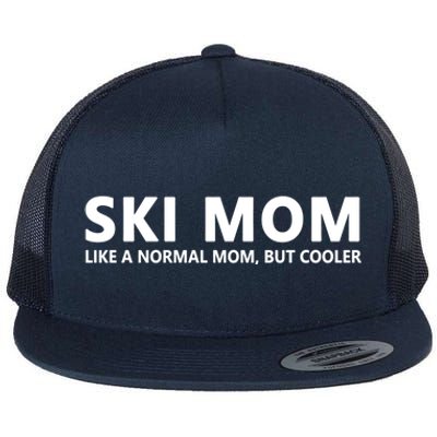 Funny Skiing Mother Ski Mom Gift Flat Bill Trucker Hat