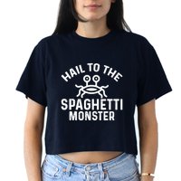 Flying Spaghetti Monster Fsm Hail To The Spaghetti Monster Women's Crop Top Tee
