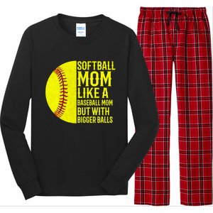 Funny Softball Mom Like A Baseball Mom But With Bigger Balls Gift Long Sleeve Pajama Set