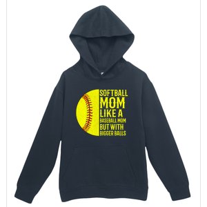 Funny Softball Mom Like A Baseball Mom But With Bigger Balls Gift Urban Pullover Hoodie