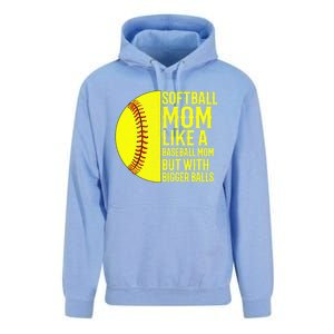 Funny Softball Mom Like A Baseball Mom But With Bigger Balls Gift Unisex Surf Hoodie