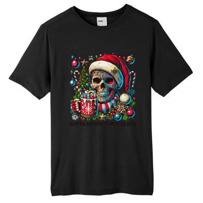 Funny Sorta Merry Sorta Scary Skeleton Christmas Tree Xmas Tall Fusion ChromaSoft Performance T-Shirt