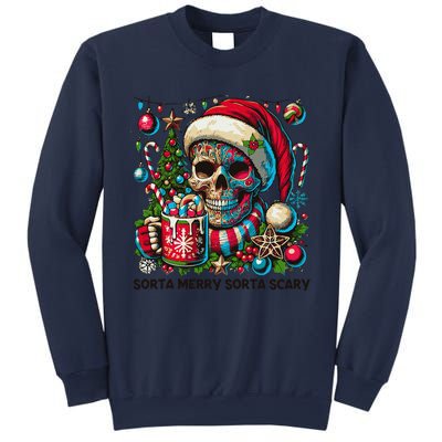 Funny Sorta Merry Sorta Scary Skeleton Christmas Tree Xmas Sweatshirt