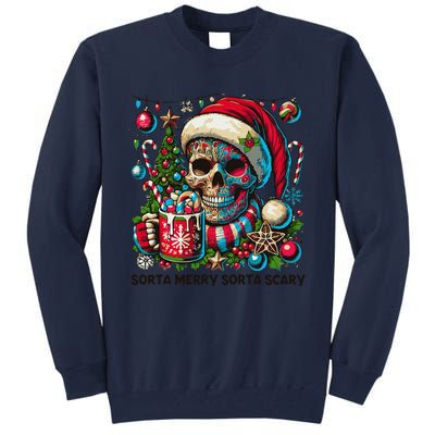 Funny Sorta Merry Sorta Scary Skeleton Christmas Tree Xmas Tall Sweatshirt