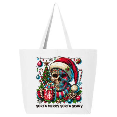 Funny Sorta Merry Sorta Scary Skeleton Christmas Tree Xmas 25L Jumbo Tote