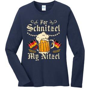 For Schnitzel My Nitzel Funny Oktoberfest Ladies Long Sleeve Shirt