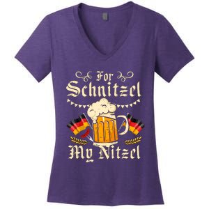 For Schnitzel My Nitzel Funny Oktoberfest Women's V-Neck T-Shirt