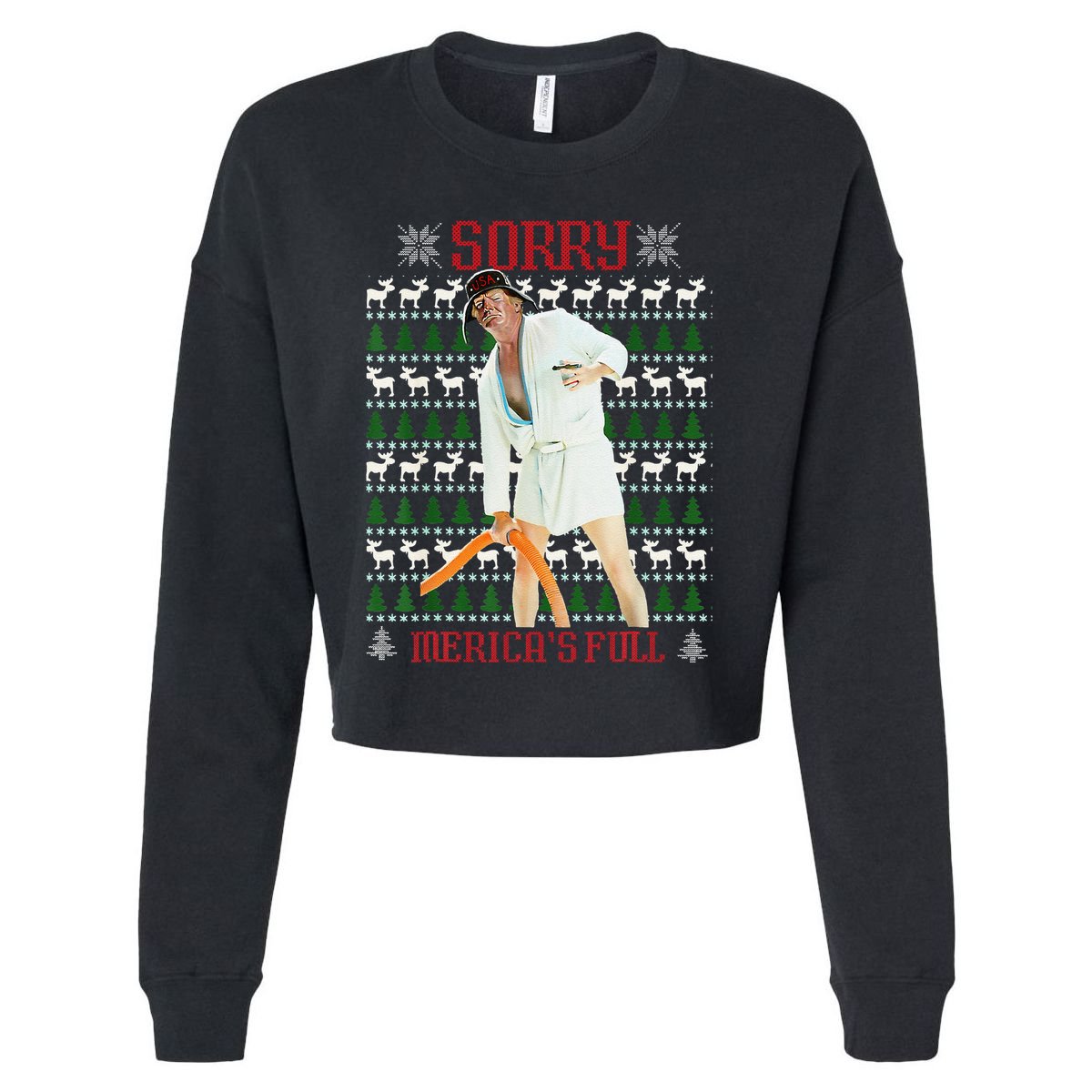 Funny Sorry MericaS Full Trump Immigration Ugly Christmas Cropped Pullover Crew