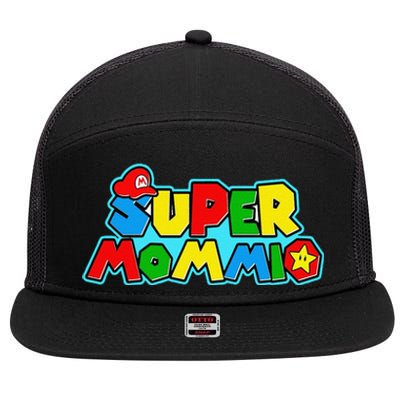 Funny Super Mommio MotherS Day Gamer Gift 7 Panel Mesh Trucker Snapback Hat