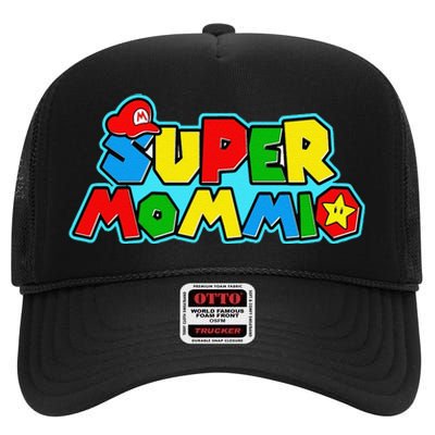 Funny Super Mommio MotherS Day Gamer Gift High Crown Mesh Back Trucker Hat