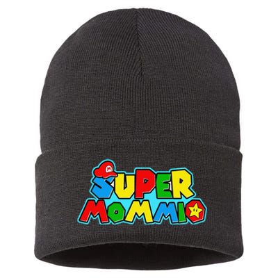 Funny Super Mommio MotherS Day Gamer Gift Sustainable Knit Beanie