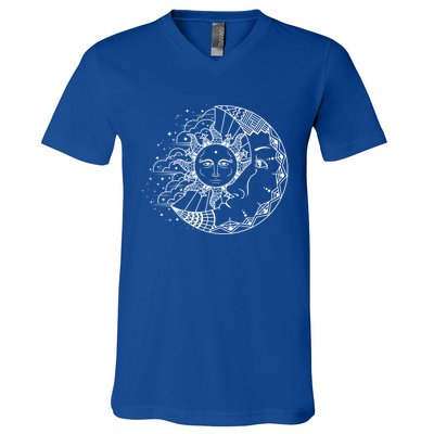 Funny Sun Moon Astrology Astronomer Astronomy Gift V-Neck T-Shirt