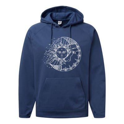 Funny Sun Moon Astrology Astronomer Astronomy Gift Performance Fleece Hoodie