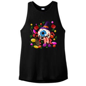 Funny Scary Monster Eyeball Face Halloween Ladies PosiCharge Tri-Blend Wicking Tank