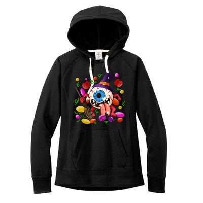 Funny Scary Monster Eyeball Face Halloween Women's Fleece Hoodie