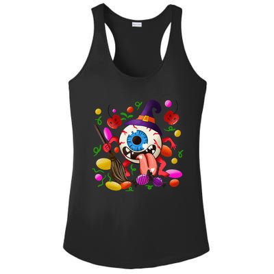 Funny Scary Monster Eyeball Face Halloween Ladies PosiCharge Competitor Racerback Tank