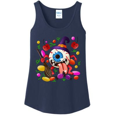 Funny Scary Monster Eyeball Face Halloween Ladies Essential Tank