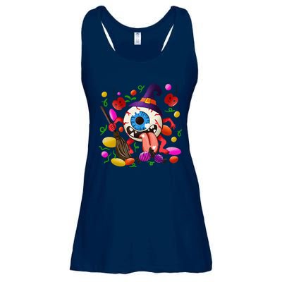 Funny Scary Monster Eyeball Face Halloween Ladies Essential Flowy Tank