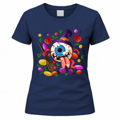 Funny Scary Monster Eyeball Face Halloween Women's T-Shirt