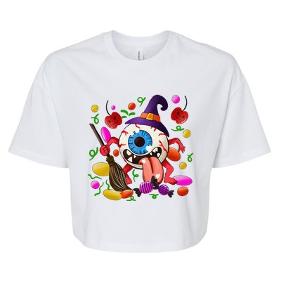 Funny Scary Monster Eyeball Face Halloween Bella+Canvas Jersey Crop Tee