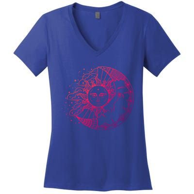 Funny Sun Moon Astrology Astronomer Astronomy Gift Women's V-Neck T-Shirt