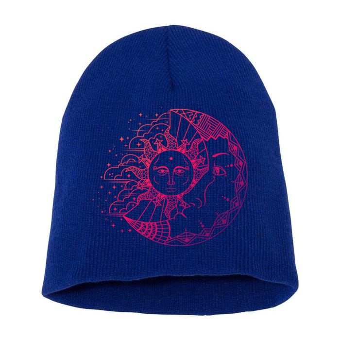 Funny Sun Moon Astrology Astronomer Astronomy Gift Short Acrylic Beanie