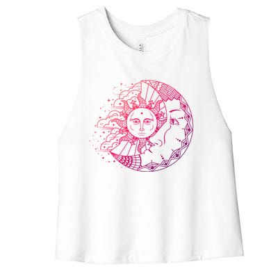 Funny Sun Moon Astrology Astronomer Astronomy Gift Women's Racerback Cropped Tank