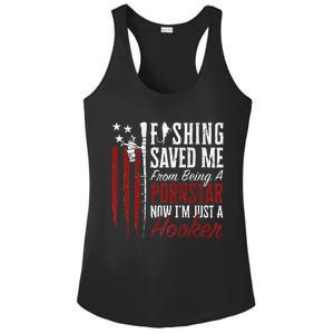 Fishing Saved Me From Being A Hooker Fisherman (On Back) Ladies PosiCharge Competitor Racerback Tank