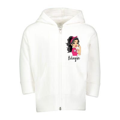 Funny Spanish Maestra Bilingue Bilingual Teacher Gift Toddler Zip Fleece Hoodie