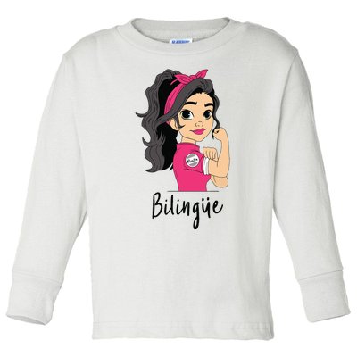 Funny Spanish Maestra Bilingue Bilingual Teacher Gift Toddler Long Sleeve Shirt