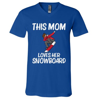 Funny Snowboarding Mom Mother Skier Snowboard Snowboarder Gift V-Neck T-Shirt