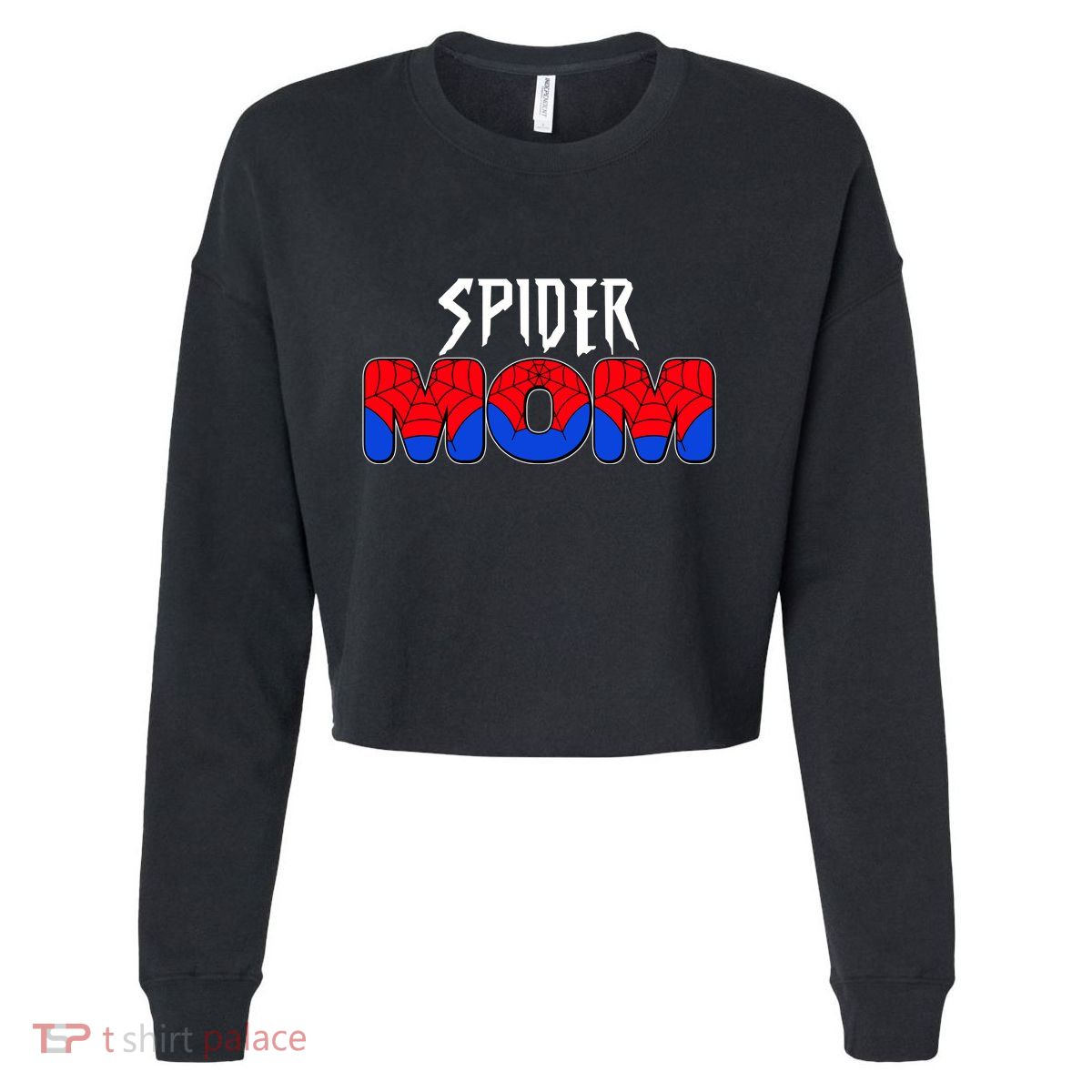 Funny Spider Mom Matching Family Shirts Cropped Pullover Crew