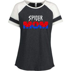 Funny Spider Mom Matching Family Shirts Enza Ladies Jersey Colorblock Tee