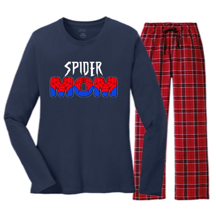 Funny Spider Mom Matching Family Shirts Women's Long Sleeve Flannel Pajama Set 