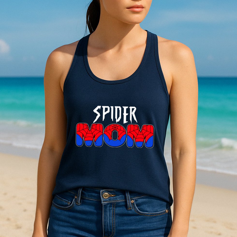 Funny Spider Mom Matching Family Shirts Womens Tank Top