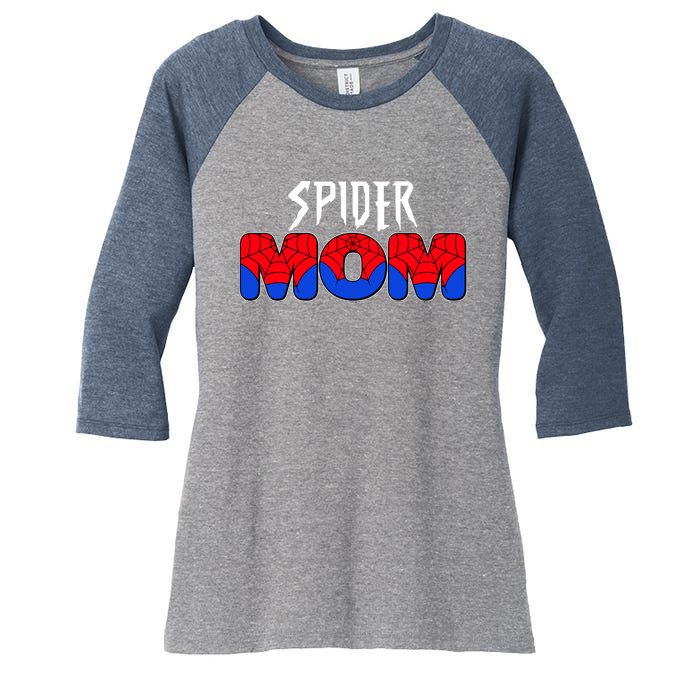 Funny Spider Mom Matching Family Shirts Women's Tri-Blend 3/4-Sleeve Raglan Shirt