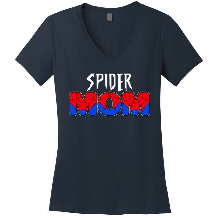 Funny Spider Mom Matching Family Shirts Women's V-Neck T-Shirt