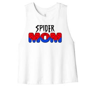 Funny Spider Mom Matching Family Shirts Women's Racerback Cropped Tank