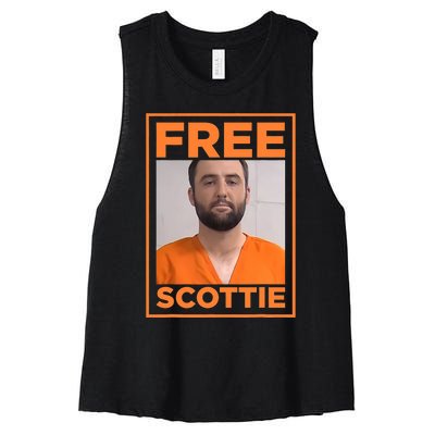 Free Scottie Mug Shot Funny Humour Women's Racerback Cropped Tank