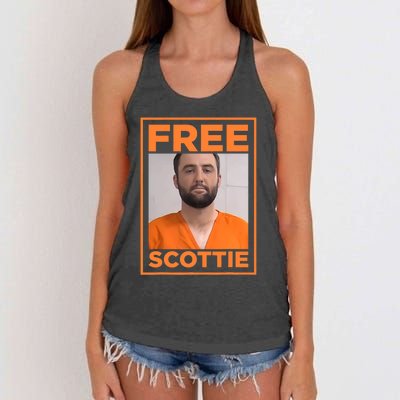 Free Scottie Mug Shot Funny Humour Women's Knotted Racerback Tank