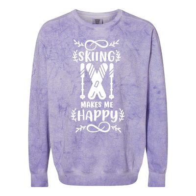 Funny Skiing Makes Me Happy Ski Gift Colorblast Crewneck Sweatshirt