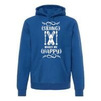 Funny Skiing Makes Me Happy Ski Gift Premium Hoodie