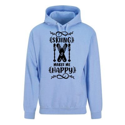 Funny Skiing Makes Me Happy Ski Gift Unisex Surf Hoodie