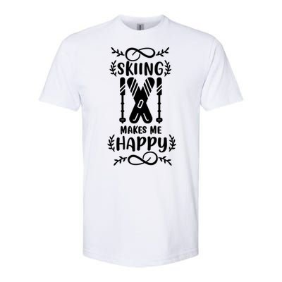 Funny Skiing Makes Me Happy Ski Gift Softstyle CVC T-Shirt