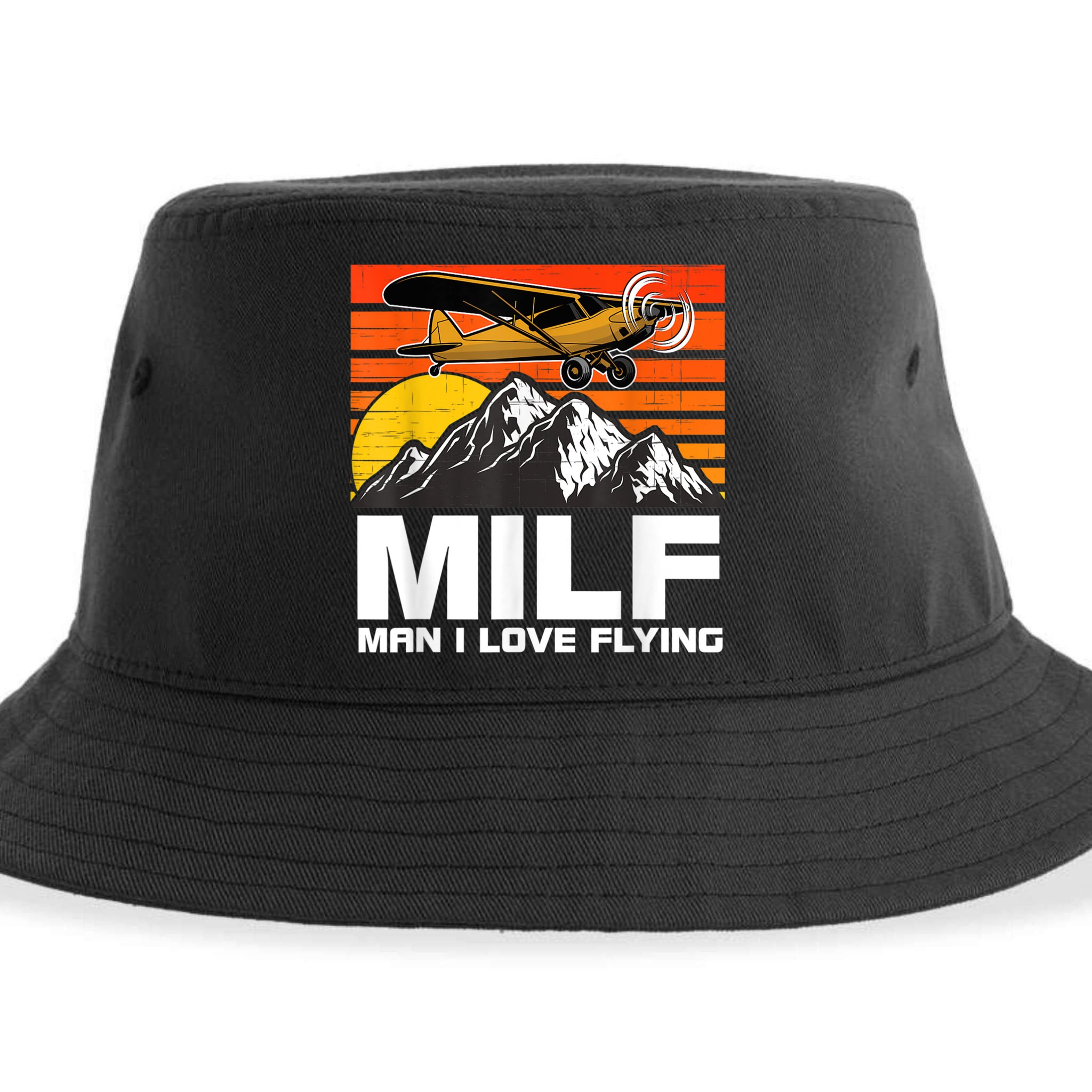 Funny Saying MILF Man I Love Flying Sustainable Bucket Hat